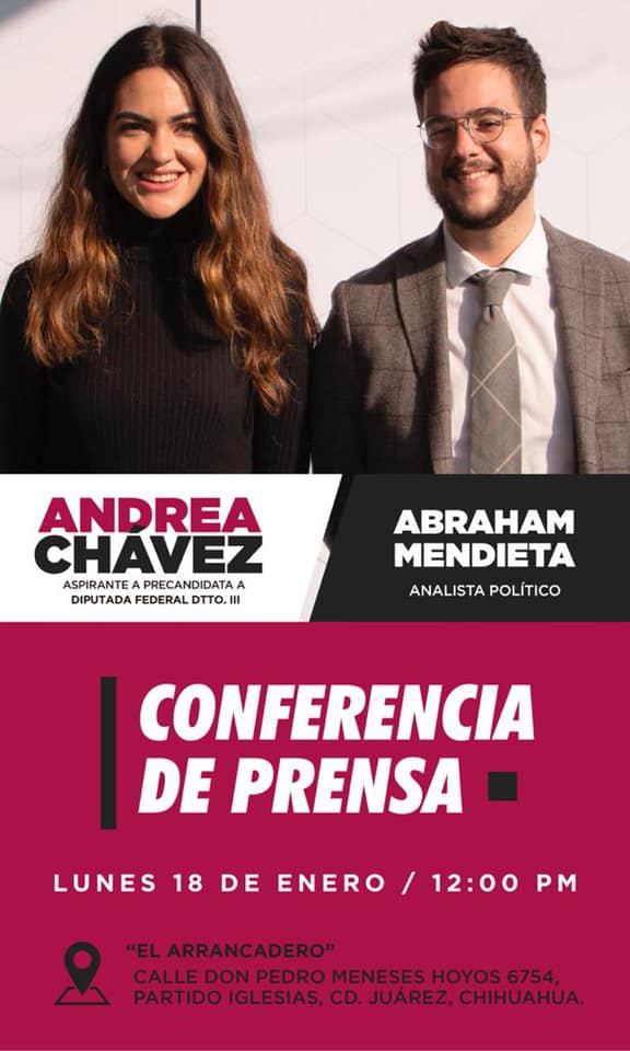 Andrea Chávez y Abraham Mendieta colaboraron durante el pre registro a la diputación federal de Chihuahua.