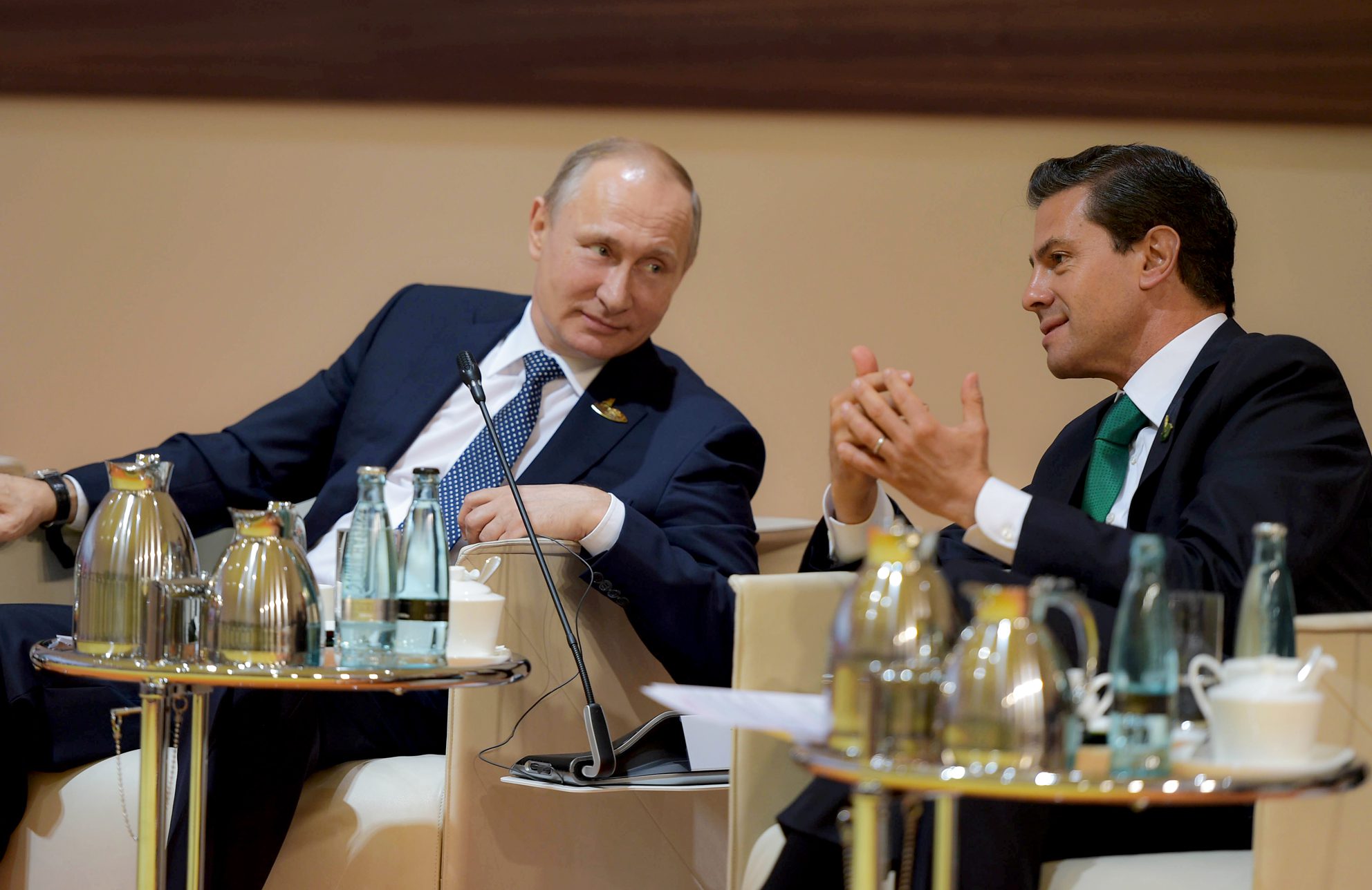 Vladímir Putín, presidente de Rusia, y Enrique Peña Nieto en una reunión del G20, en 2017. Foto. Wikimedia