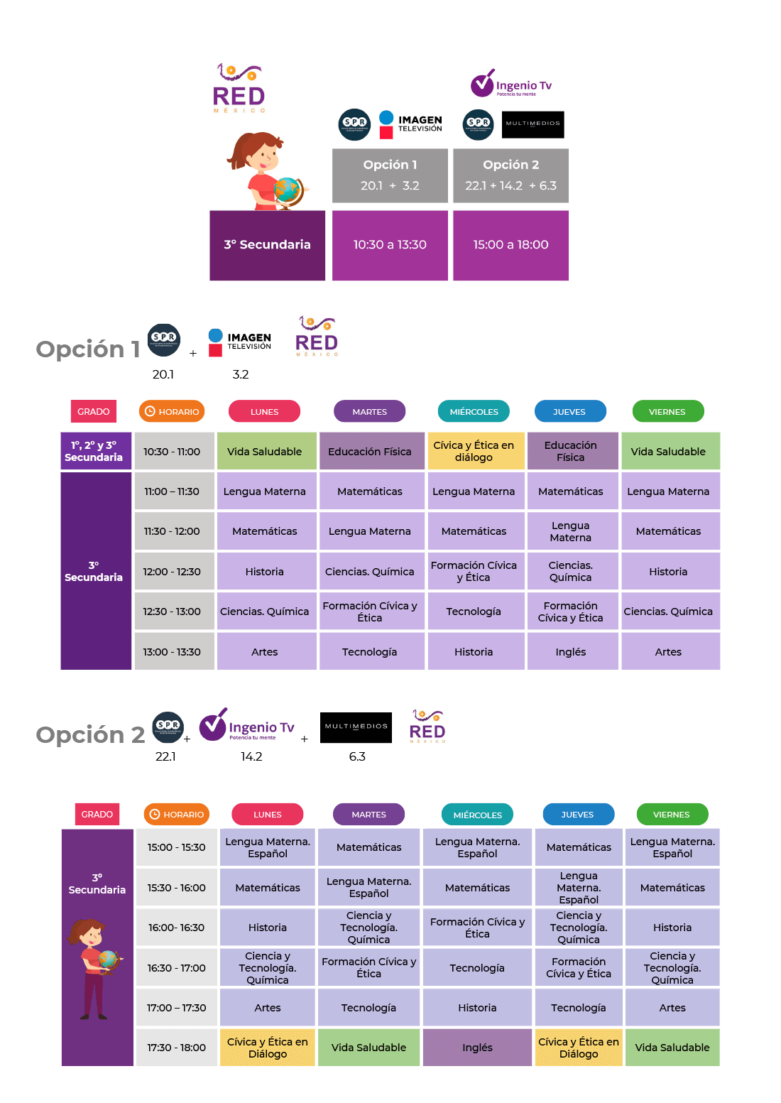 Descarga e imprime los horarios de Aprende en Casa II