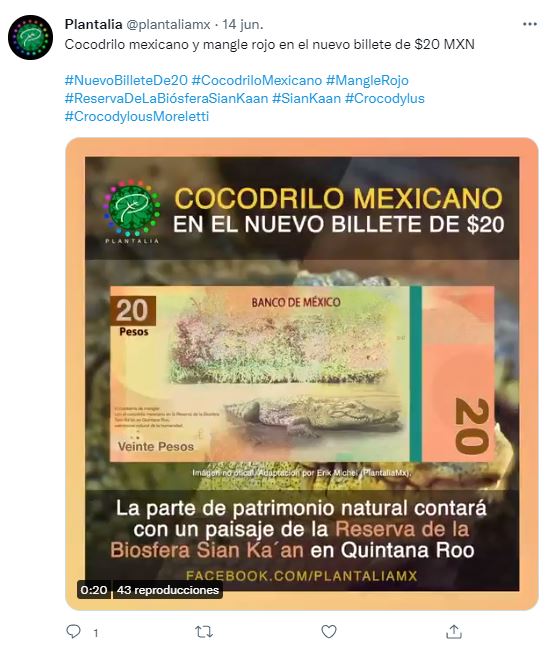 diseño nuevo billete de 20 pesos cocodrilo no es oficial 1
