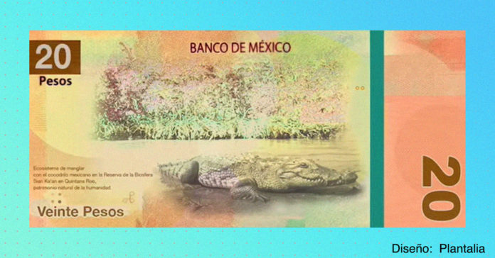 diseño nuevo billete de 20 pesos cocodrilo no es oficial portada