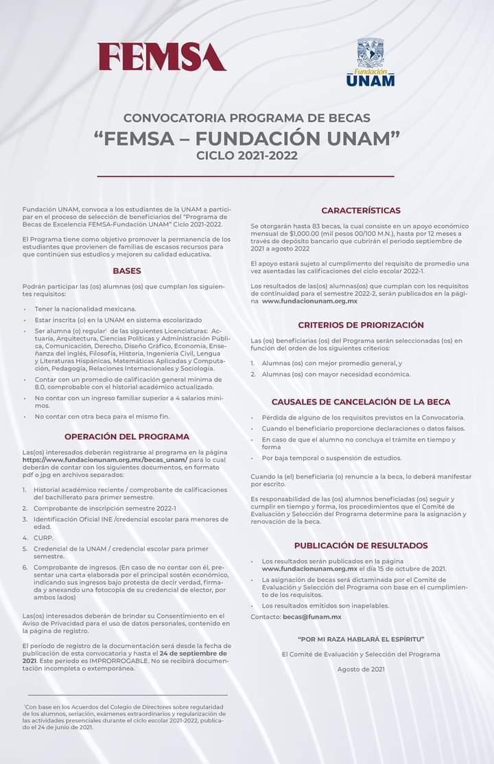 Revisa la convocatoria de las becas de excelencia UNAM | Foto: Fb Becas UNAM 
