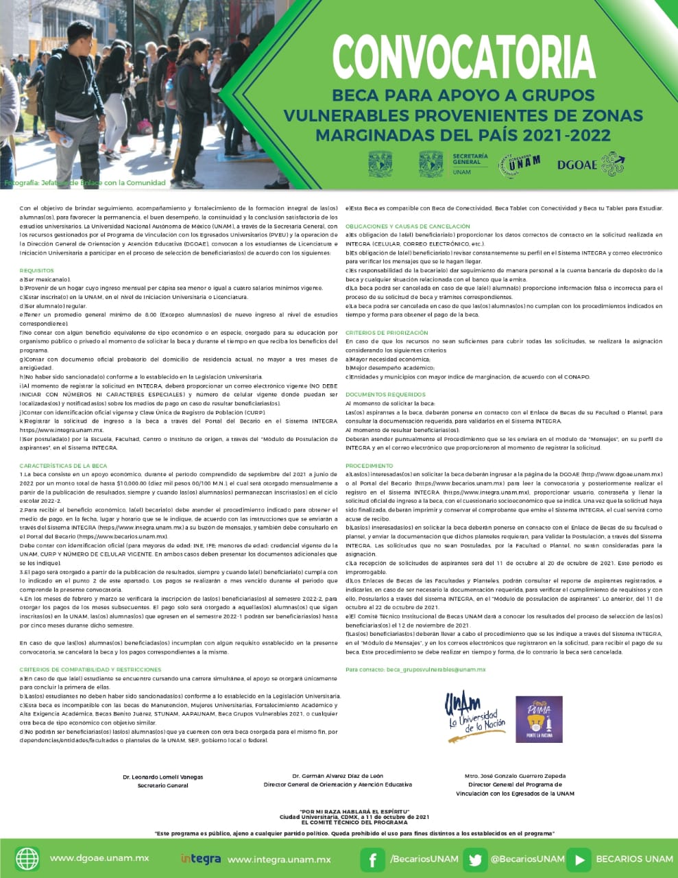 Consulta la convocatoria de las Becas UNAM 2021 | Foto: DGAE