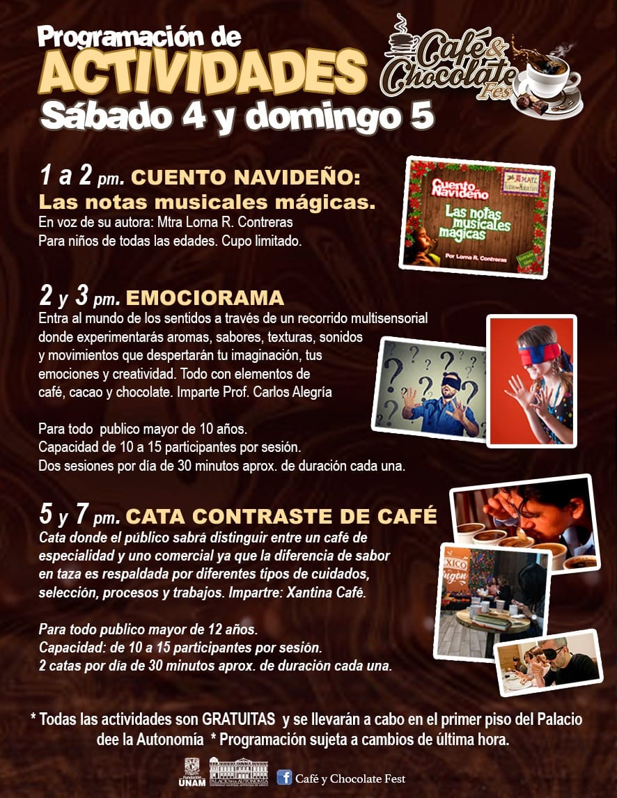 Estas son algunas de las actividades para festejar el 14 de febrero | Foto: Fb Festival Café y Chocolate 