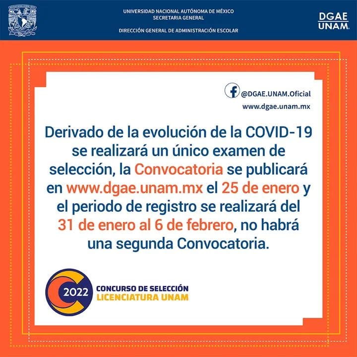 En los próximos días se publicará la convocatoria para el examen de ingreso a licenciatura | Foto: Fb DGAE UNAM