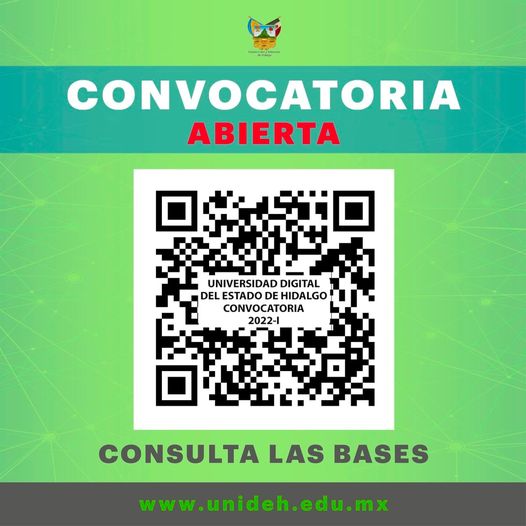 También puedes consultar la convocatoria de la Universidad Digital de Hidalgo al escanear este código QR Foto: Facebook Omar Fayad