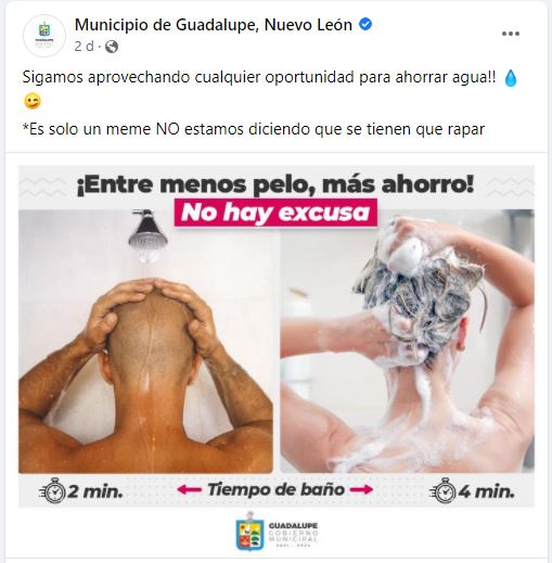 Esa es la imagen que causó indignación entre los habitantes de Nuevo León debido a la falta de agua Foto: Facebook municipio de Guadalupe, Nuevo León 