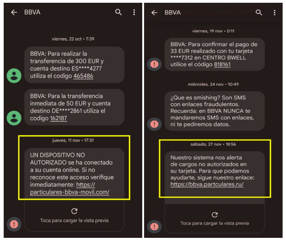 Fraudes con SMS que suplantan a BBVA y Santander llegan a México 2