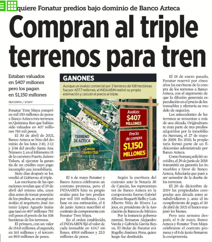 TV Azteca se lanza contra Reforma por reportaje sobre negocios de Grupo Salinas y Tren Maya 4