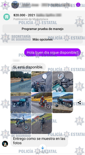 Así fue como la policía hizo contacto para recuperar la moto | Foto: SS Edomex