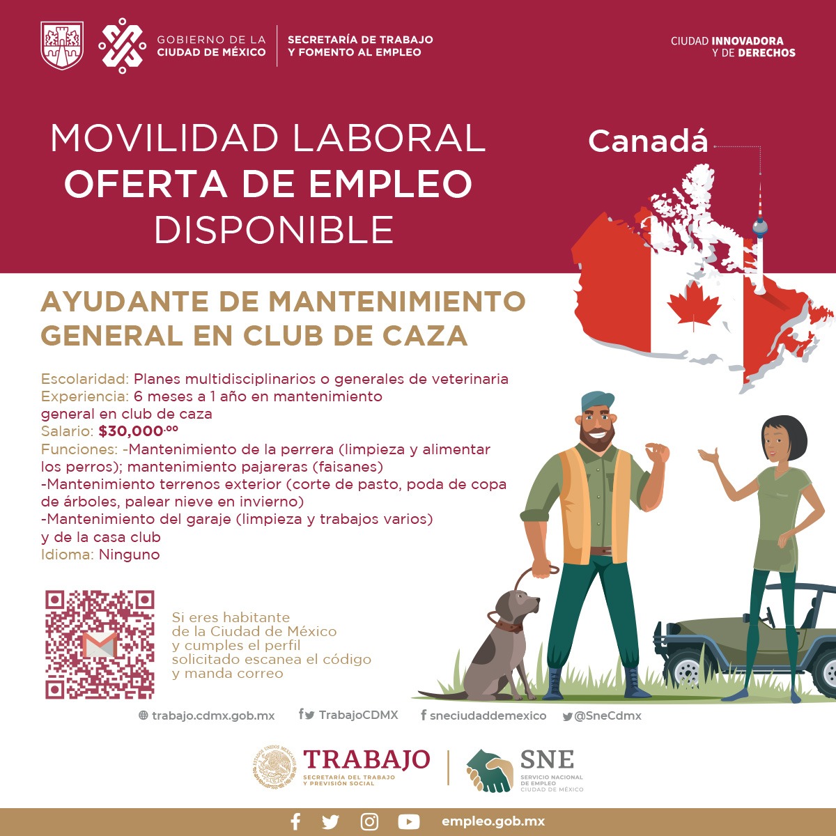 Al escanear el código QR que viene en esta imagen podrás postularte para las vacantes de empleo en Canadá | Foto: Fb Trabajo CDMX