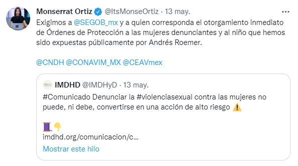 Monserrat Ortiz es una de las mujeres que denunció a Andrés Roemer | Foto: Twitter Monserrat Ortiz 