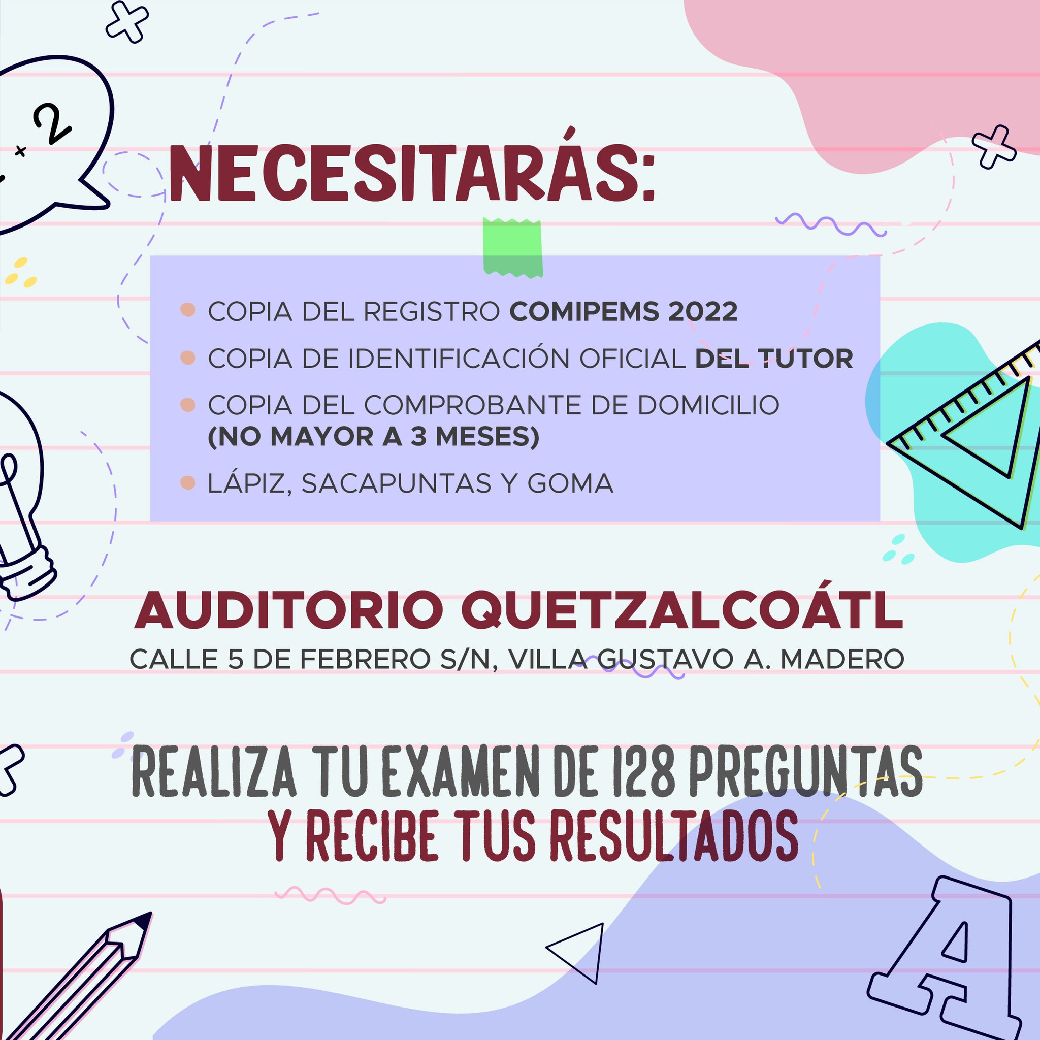 Estos son los requisitos para el examen Foto: Twitter Alcaldía GAM 