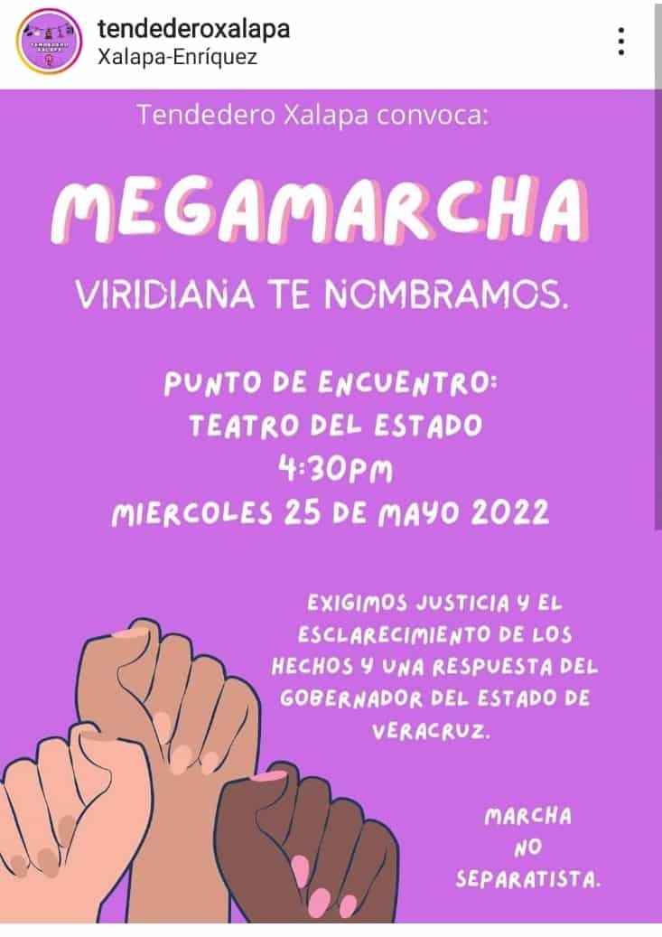 A través de redes sociales fue convocada la marchar para exigir justicia por el caso de Viridiana Moreno | Foto: Instagram Tendedero Xalapa
