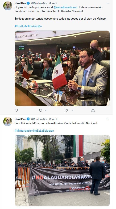 Raúl Paz, senador del PAN que se cambió a Morena, borra tuits contra la militarización portada 2