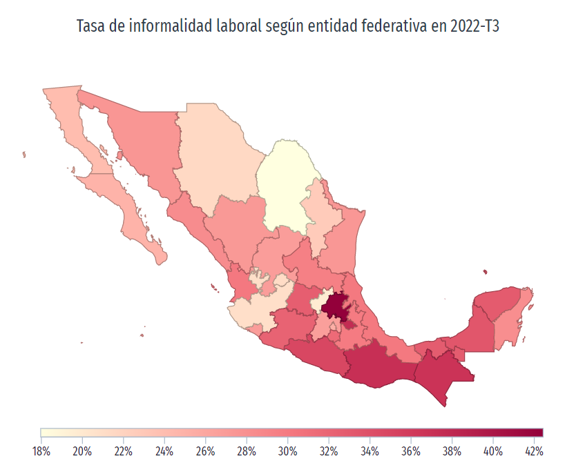 Hidalgo es el estado con mayor cantidad de profesionistas con empleos informales (42.4%). FOTO: INEGI, ENOE