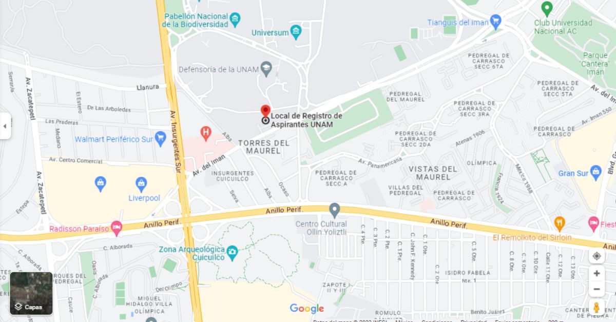 Local de registro del aspirante UNAM cómo llegar