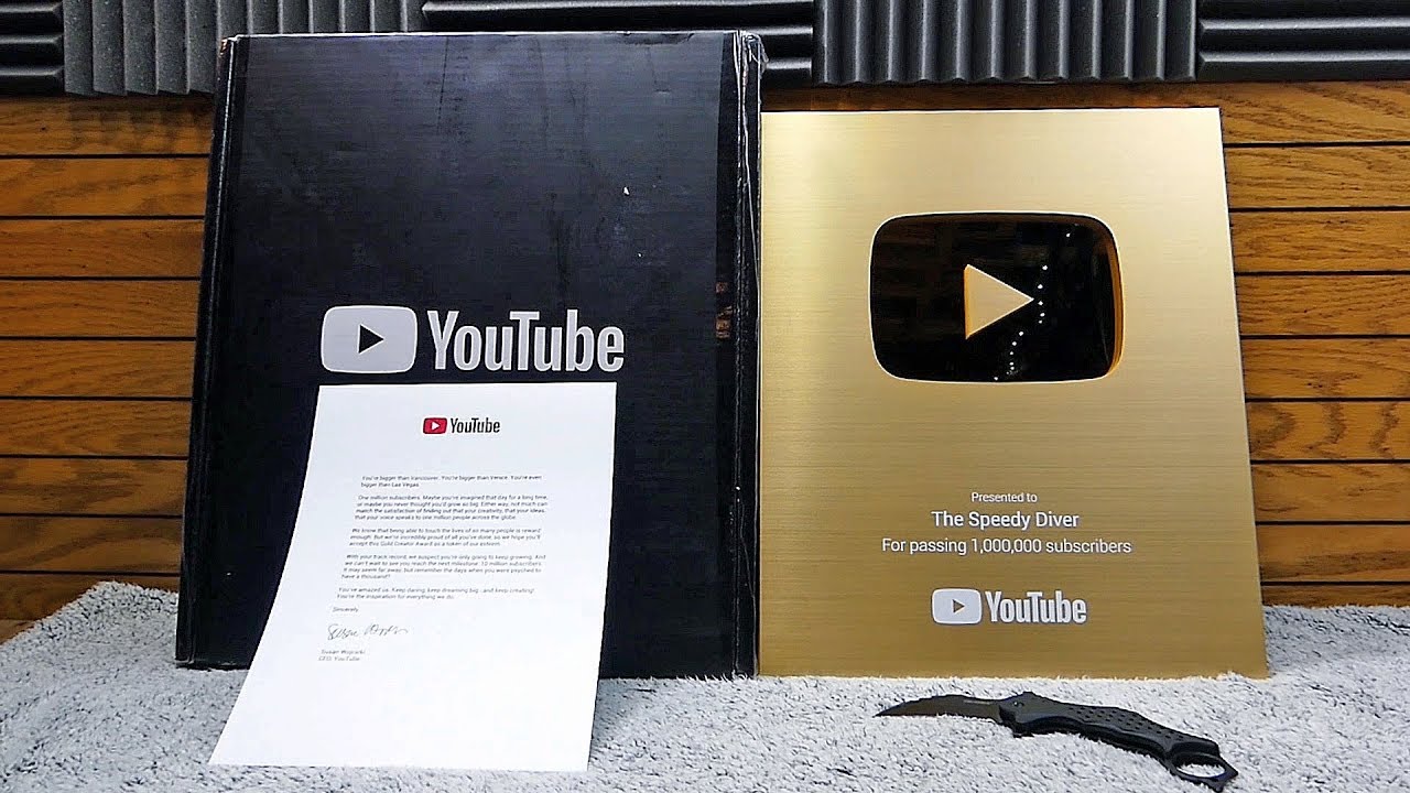 El botón dorado se entrega cuando un Youtuber ha llegado al primer millón de suscriptores en YouTube. FOTO: @the_speedydriver