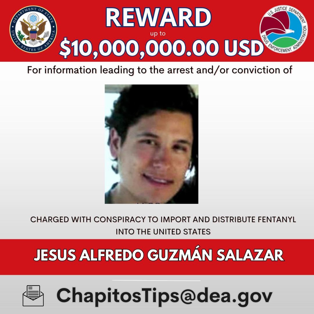 Se busca a Jesús Alfredo Guzmán Salazar Foto: Departamento de Estado de los Estados Unidos