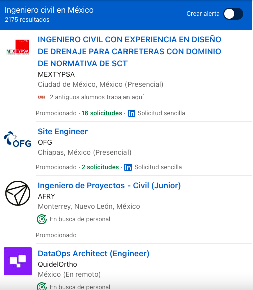 Hay más de 2 mil ofertas para Ingeniero Civil en México Foto: LinkedIn