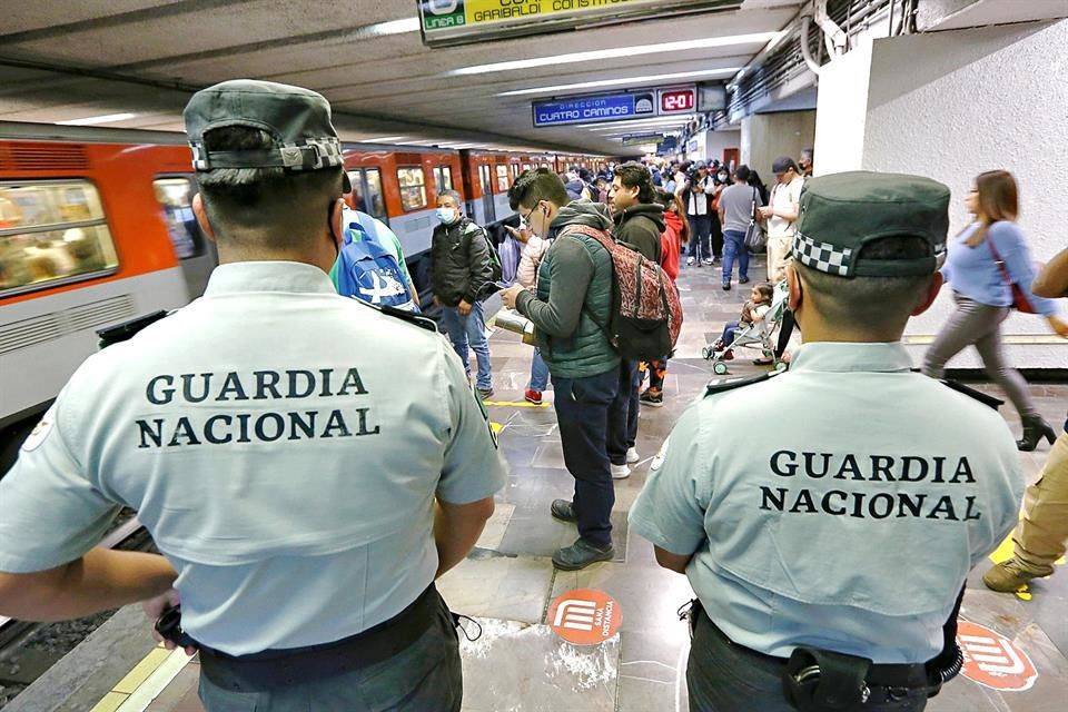 De acuerdo a los informes, la Guardia Nacional previno en un 61% actos delictivos en el Metro. FOTO: Gobierno de México