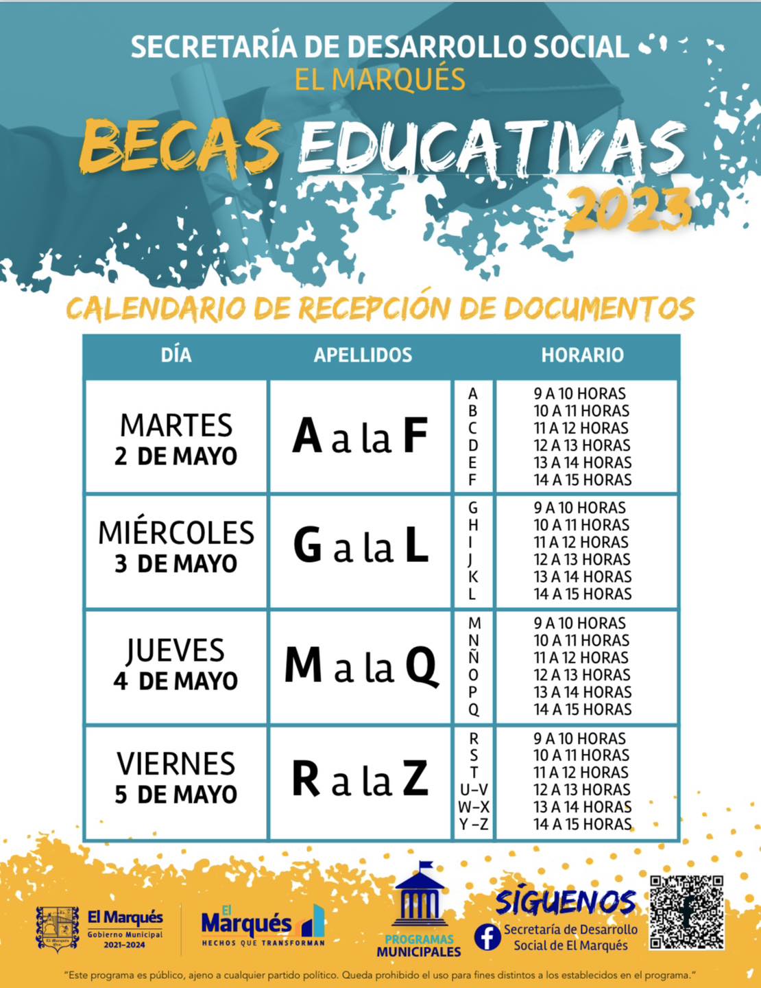 Inscripción a las becas educativas El Marqués 2023
