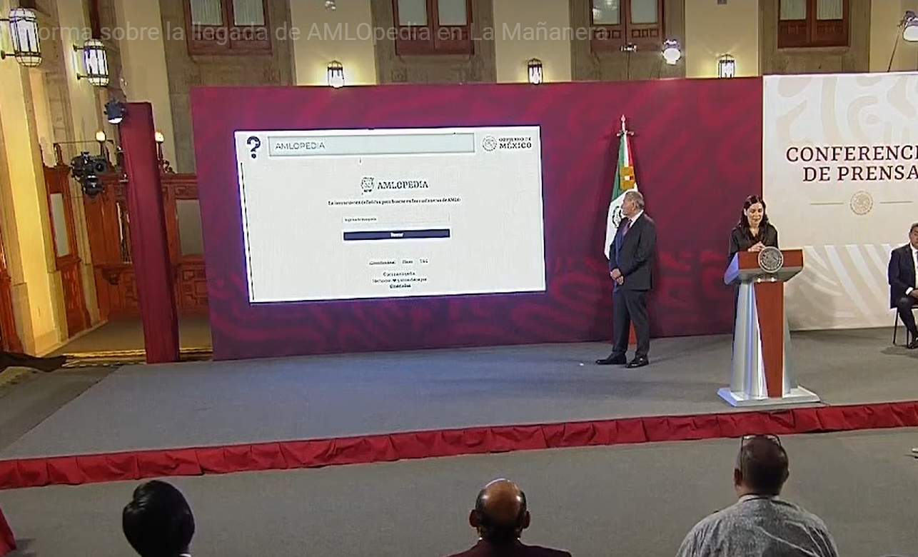 AMLOpedia fue presentada por primera vez en la conferencia matutina del presidente. FOTO: Captura de pantalla