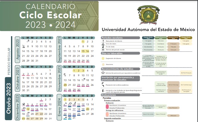 Calendario UAEMex 2023-2024
