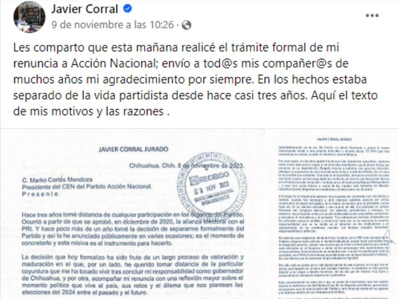 Javier Corral renuncia