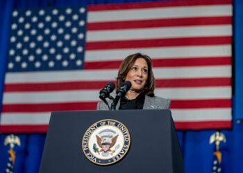 “Con Kamala Harris, está bien que los liberales vuelvan a ser patrióticos”, proclamaba un titular del HuffPost. Eso lo resume bastante bien. Foto: Wikimedia.