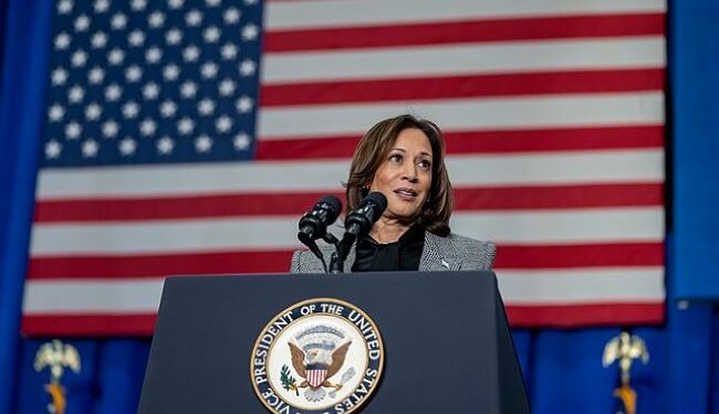 “Con Kamala Harris, está bien que los liberales vuelvan a ser patrióticos”, proclamaba un titular del HuffPost. Eso lo resume bastante bien. Foto: Wikimedia.